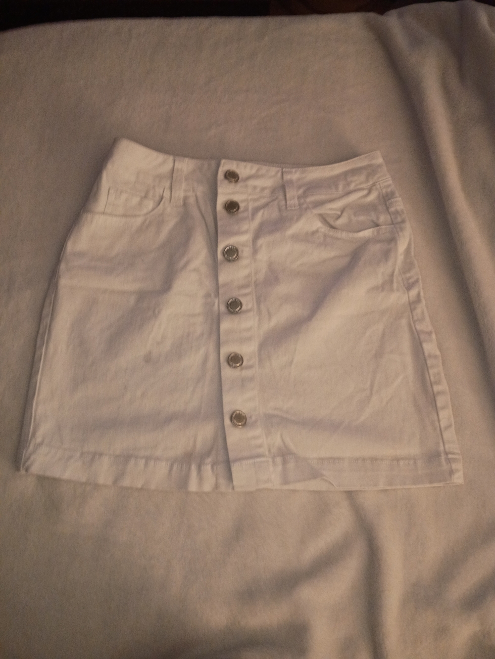 Angel Kiss White Button-Front Mini Skirt